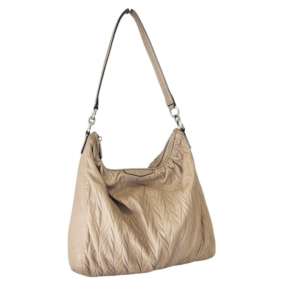 Coach Taupe Quilted Leather Hobo Bag with Silver Hardware